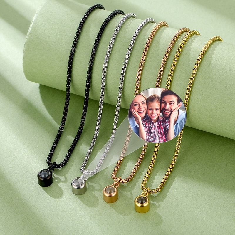 Stainless Steel Non Fading Photo Projection Necklace