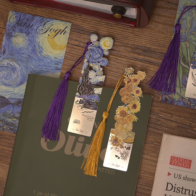 Creative Metal Tassel Art Oil Painting Bookmark