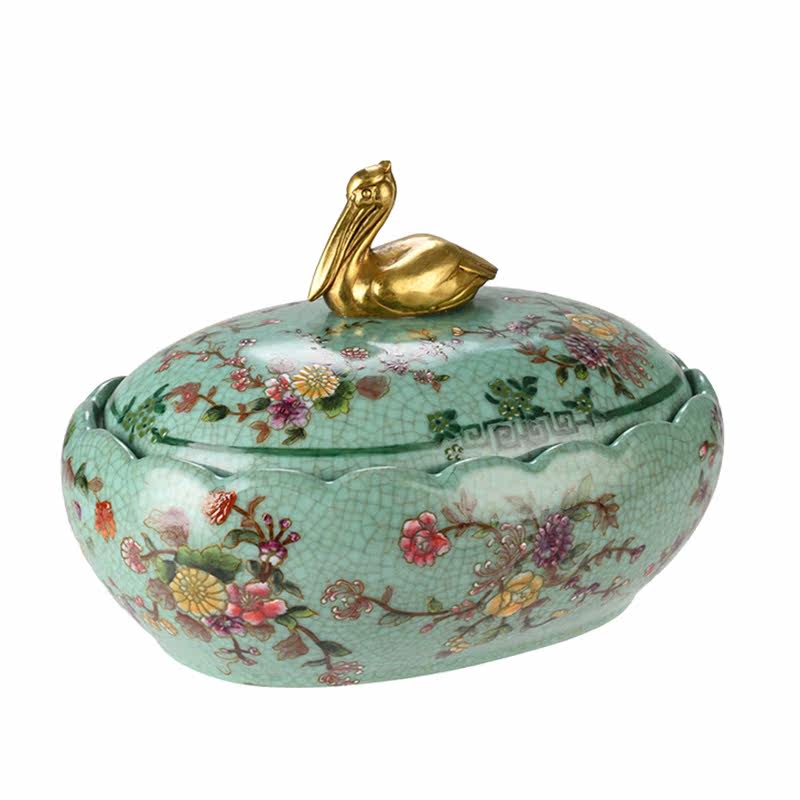 American retro ceramic jewelry box storage container,