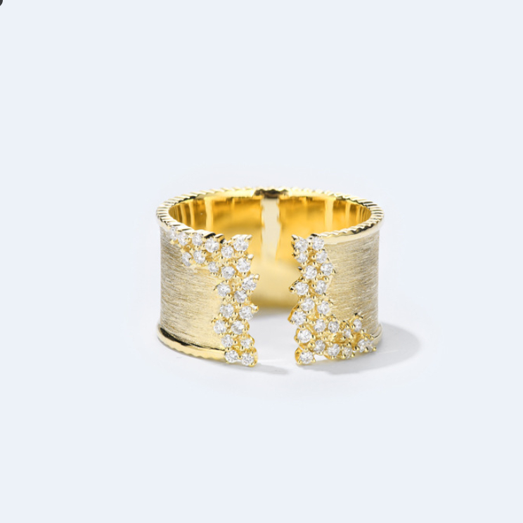 French-style High-end Micro-pave Open Ring For Women