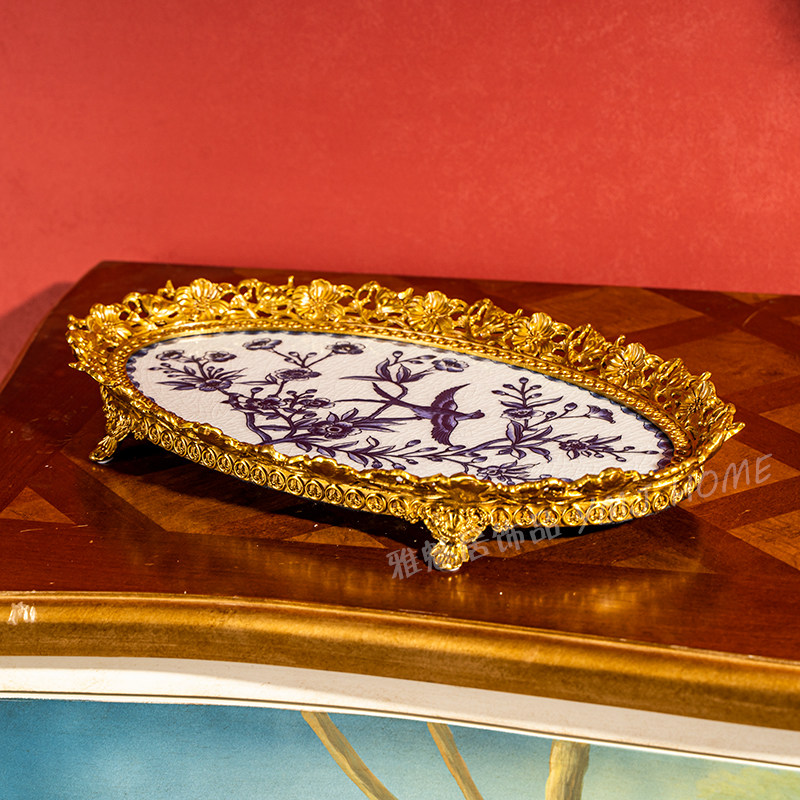 European-style Blue-and-white Porcelain Fruit Plate Tray Handmade