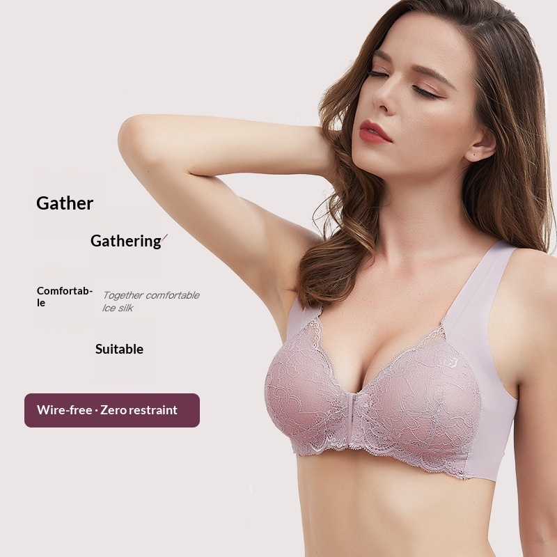 Lingerie Wireless Bra With Front Closure Seamless Camisole With Lace