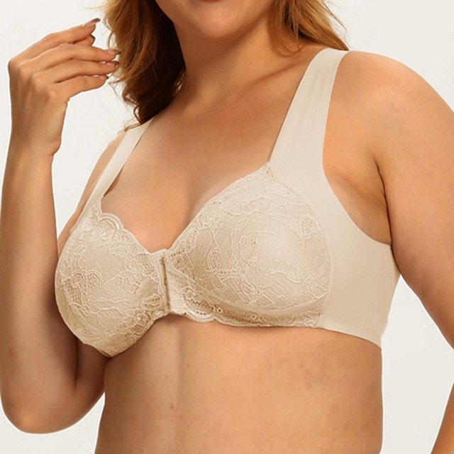 Lingerie Wireless Bra With Front Closure Seamless Camisole With Lace
