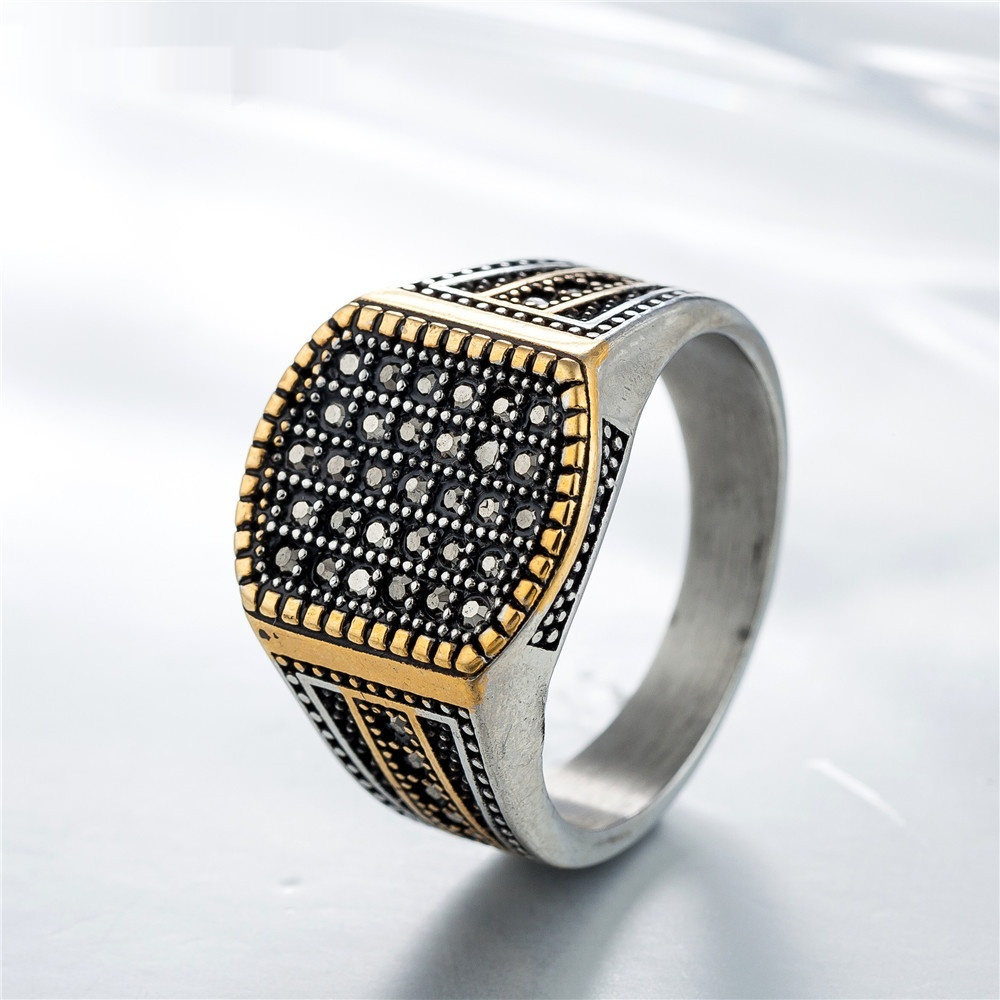European And American-style Vintage Diamond-studded Titanium Ring For Men