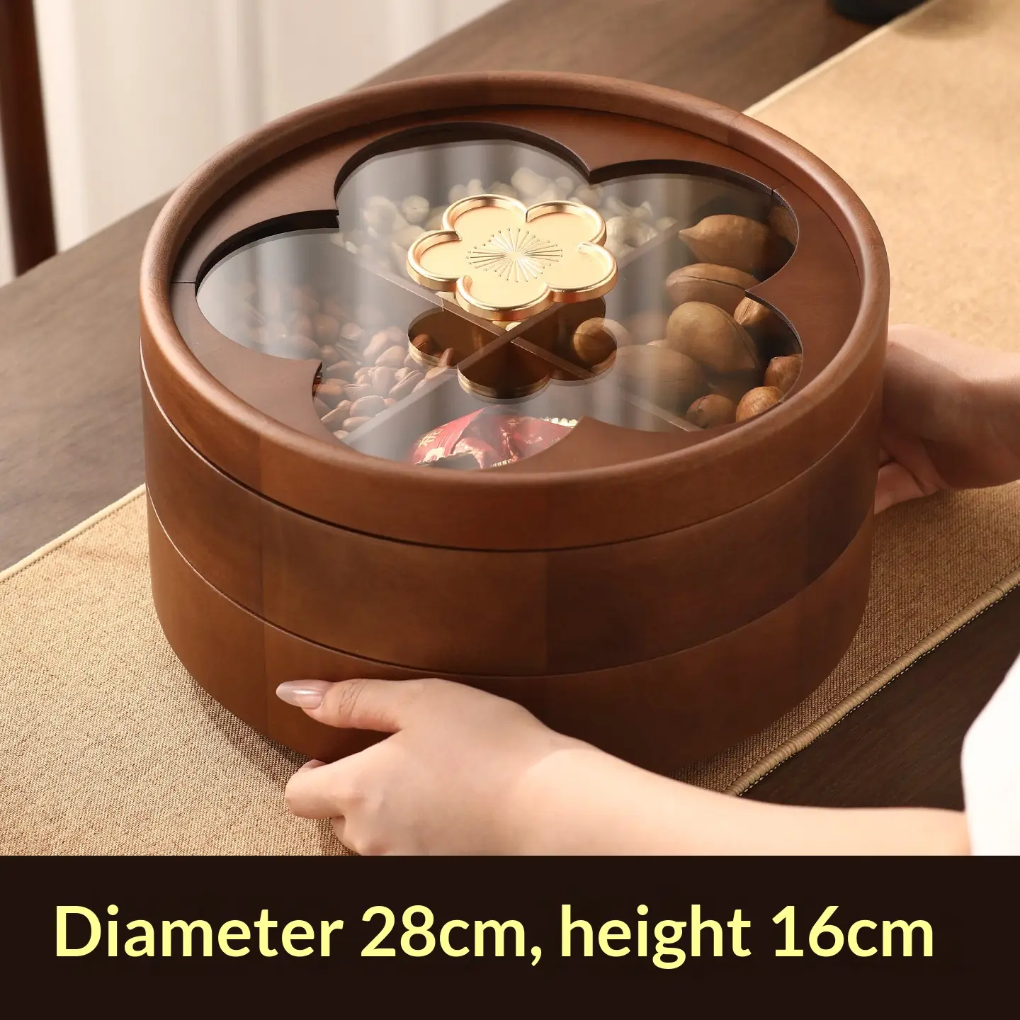 Living Room Home Tea Wooden Dried Fruit Tray Storage Box