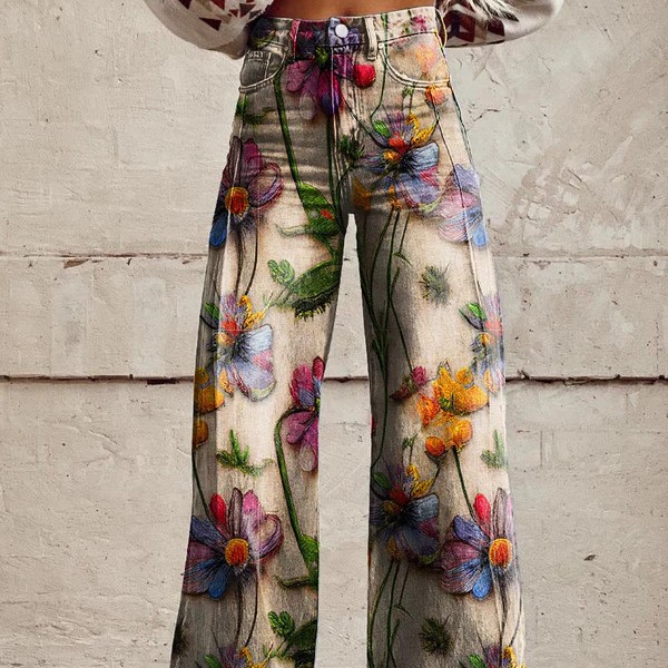 European And American Womens Flared Pure Cotton Jeans