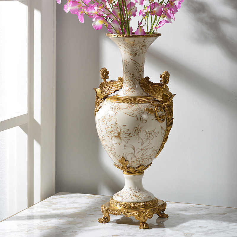 Neo-classical Ceramic And Copper Large Vase Craftsmanship
