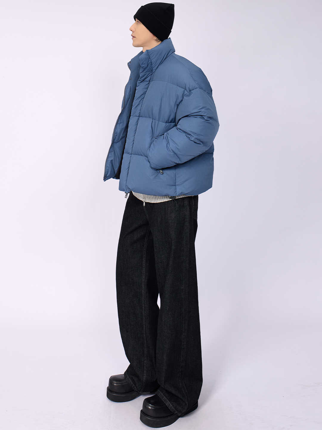 Mens Solid-Color Loose-Fit American-Style Designer Jacket