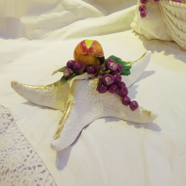 Handmade Ceramic Starfish And Grape Creative Ornament