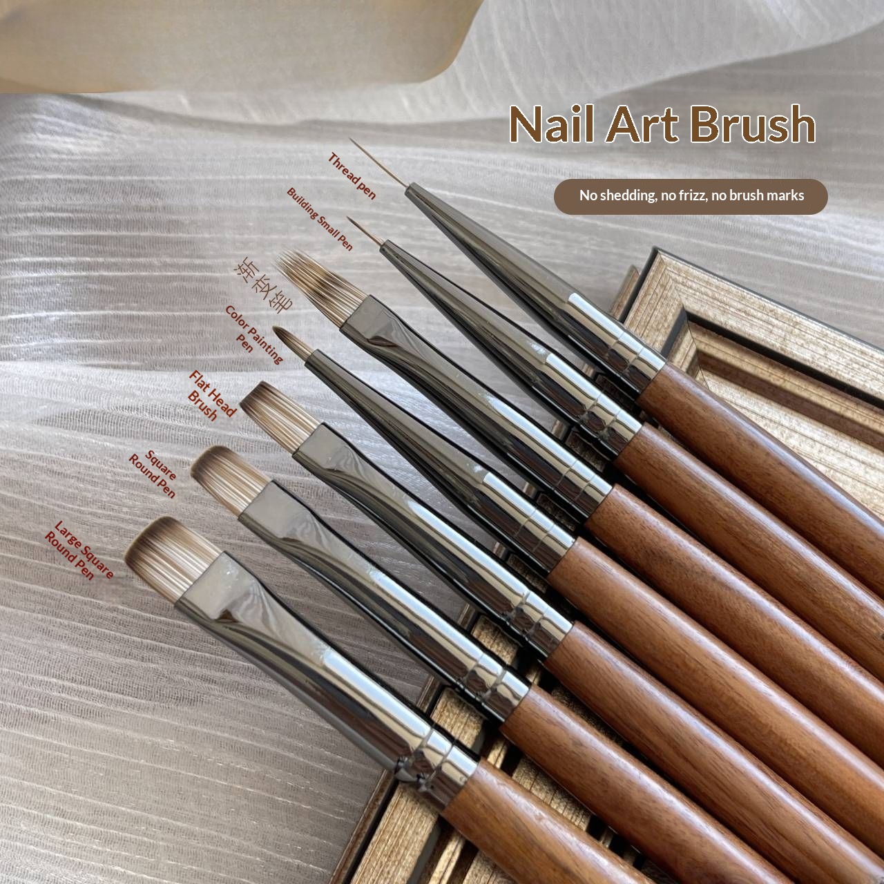Walnut Wood Nail Art Pen Set For Nail SalonsPerfect For Painting Building And Drawing Lines
