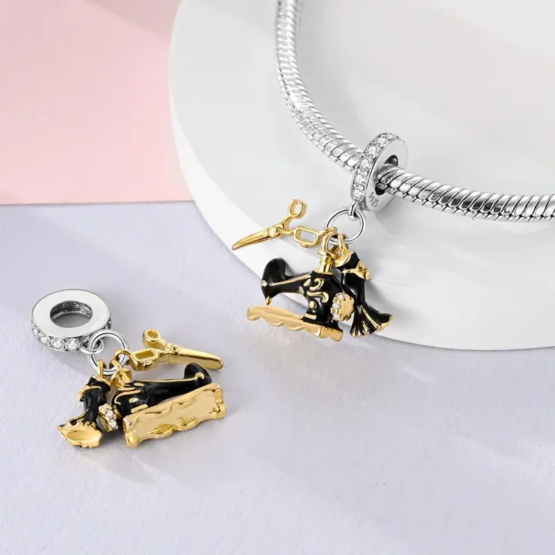 Original New Product Beaded Copper-Plated Silver Nail Polish Charms From The People Life Series