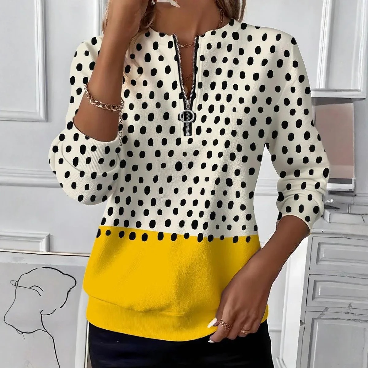 Chic Polka Dot Long Sleeve Top