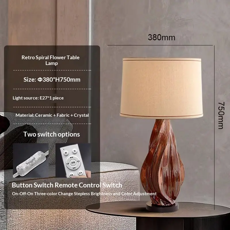 Retro B&B Hotel Designer Model Room Living Room Study Table Lamp