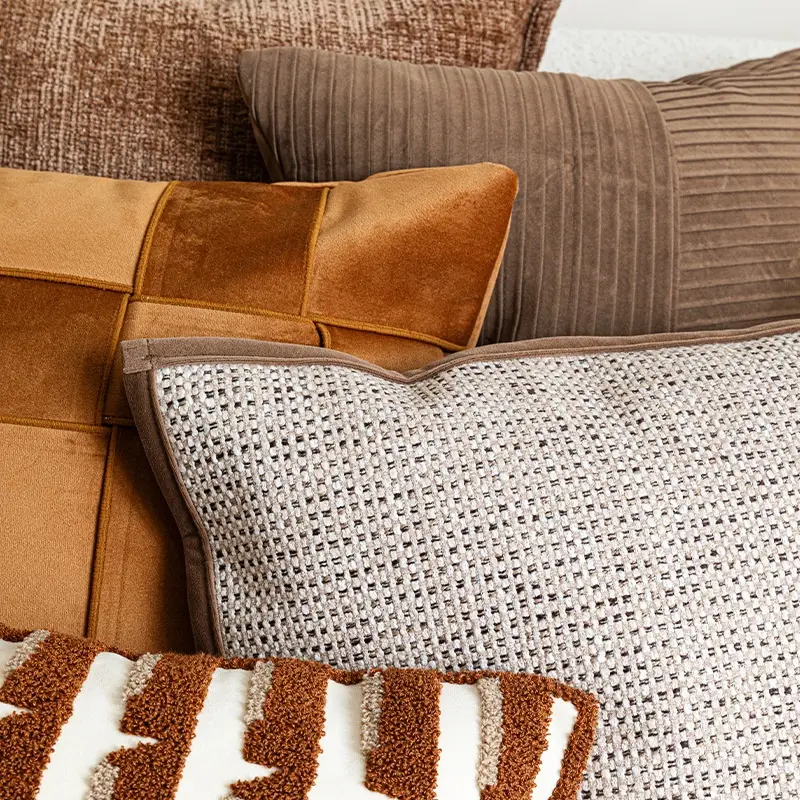 Mid-century Modern Throw Pillow For The Living Room Sofaelegant Brown And Coffee-colored Decorative Cushion
