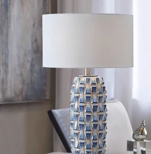 Light-luxury Italian Designer Blue Ceramic Table Lamp