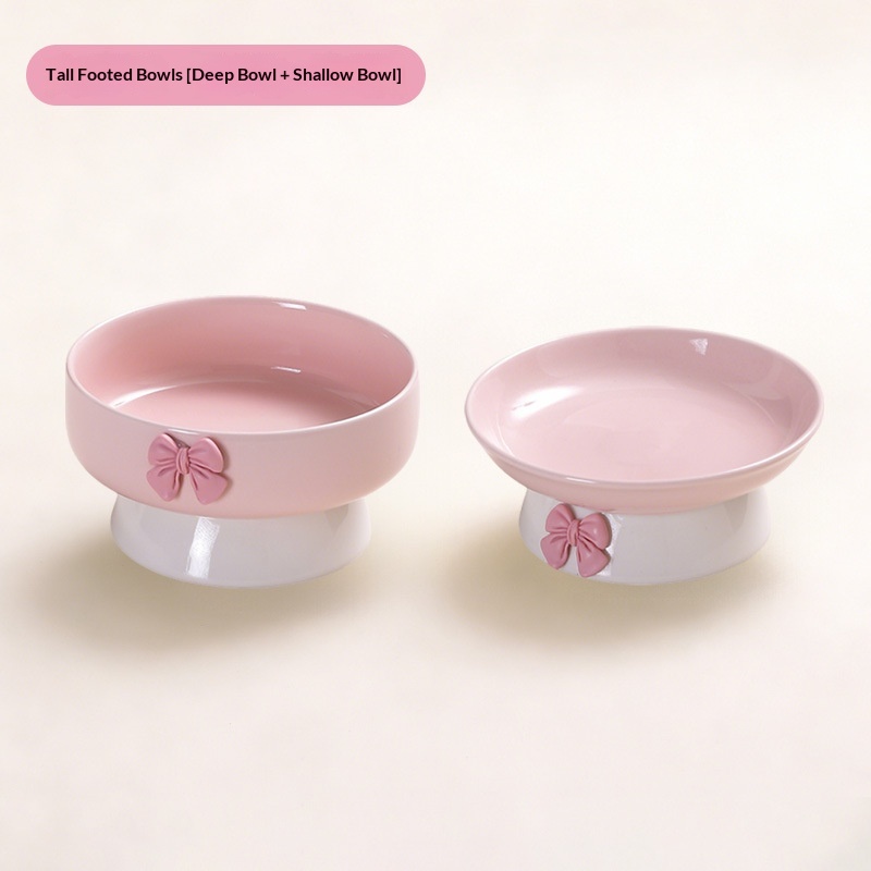 Pet Ceramic Elevated Water Bowl With Raised Stand To Protect Your Pets Neck And Prevent Tipping