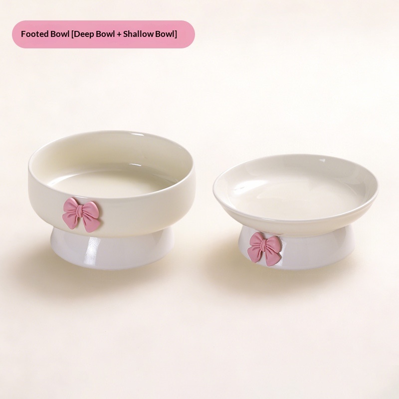 Pet Ceramic Elevated Water Bowl With Raised Stand To Protect Your Pets Neck And Prevent Tipping