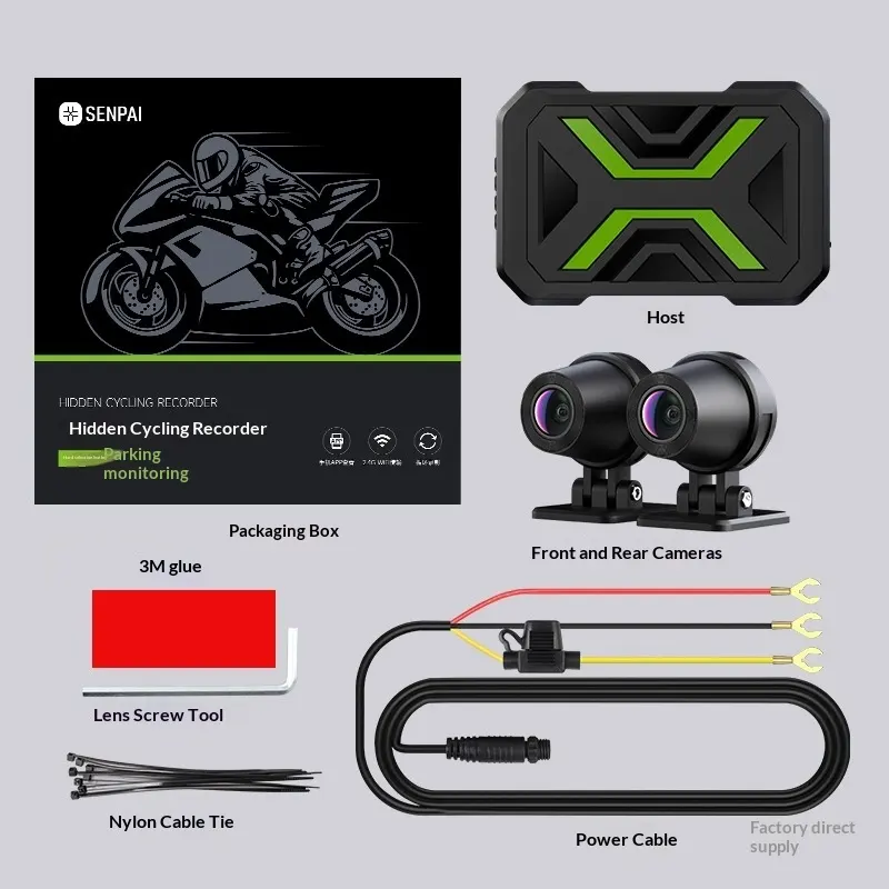HD Front-and-rear Dual-lens Motorcycle Dash Cam