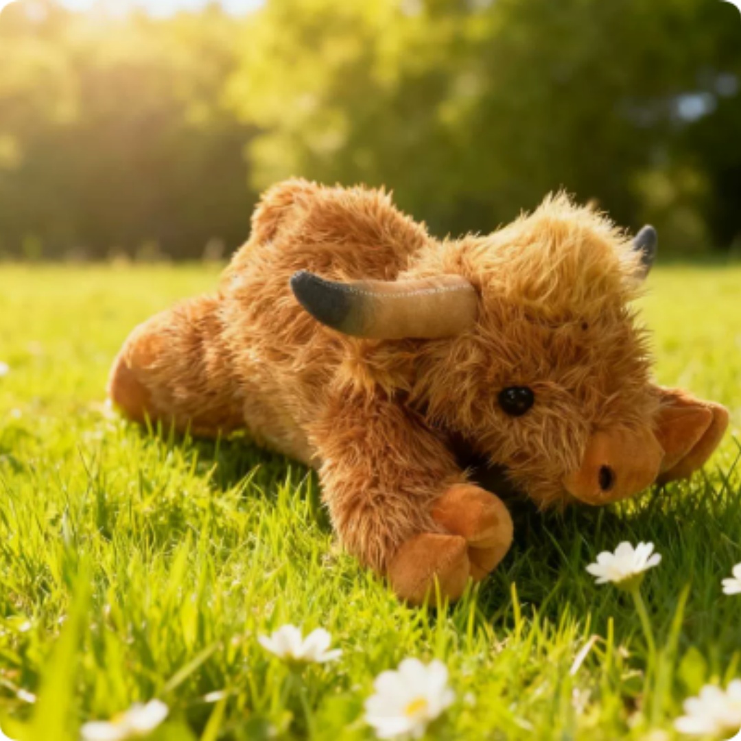 Long-Haired Highland Cow Lifelike Scottish Highland Cattle Plush Toy Doll