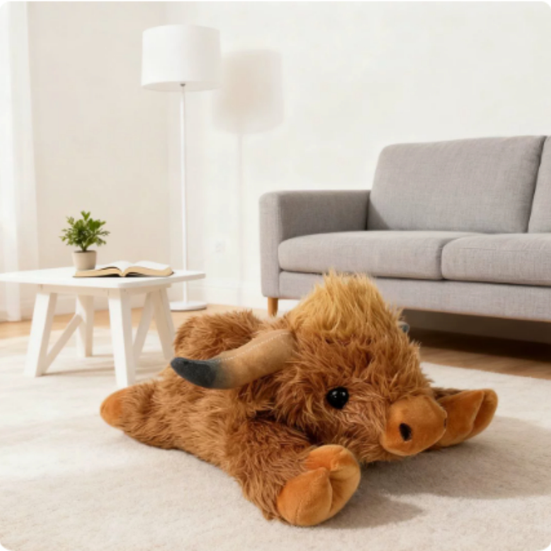 Long-Haired Highland Cow Lifelike Scottish Highland Cattle Plush Toy Doll