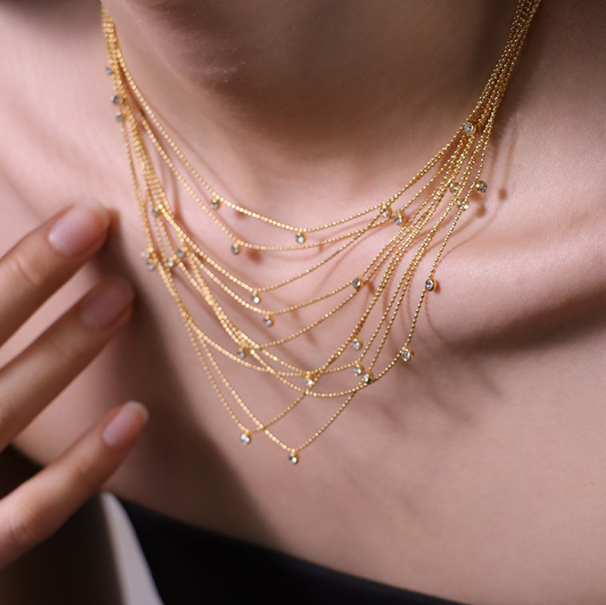Affordable Luxury Niche And Vintage Zircon Clavicle Necklace With A High-end Sophisticated Vibe