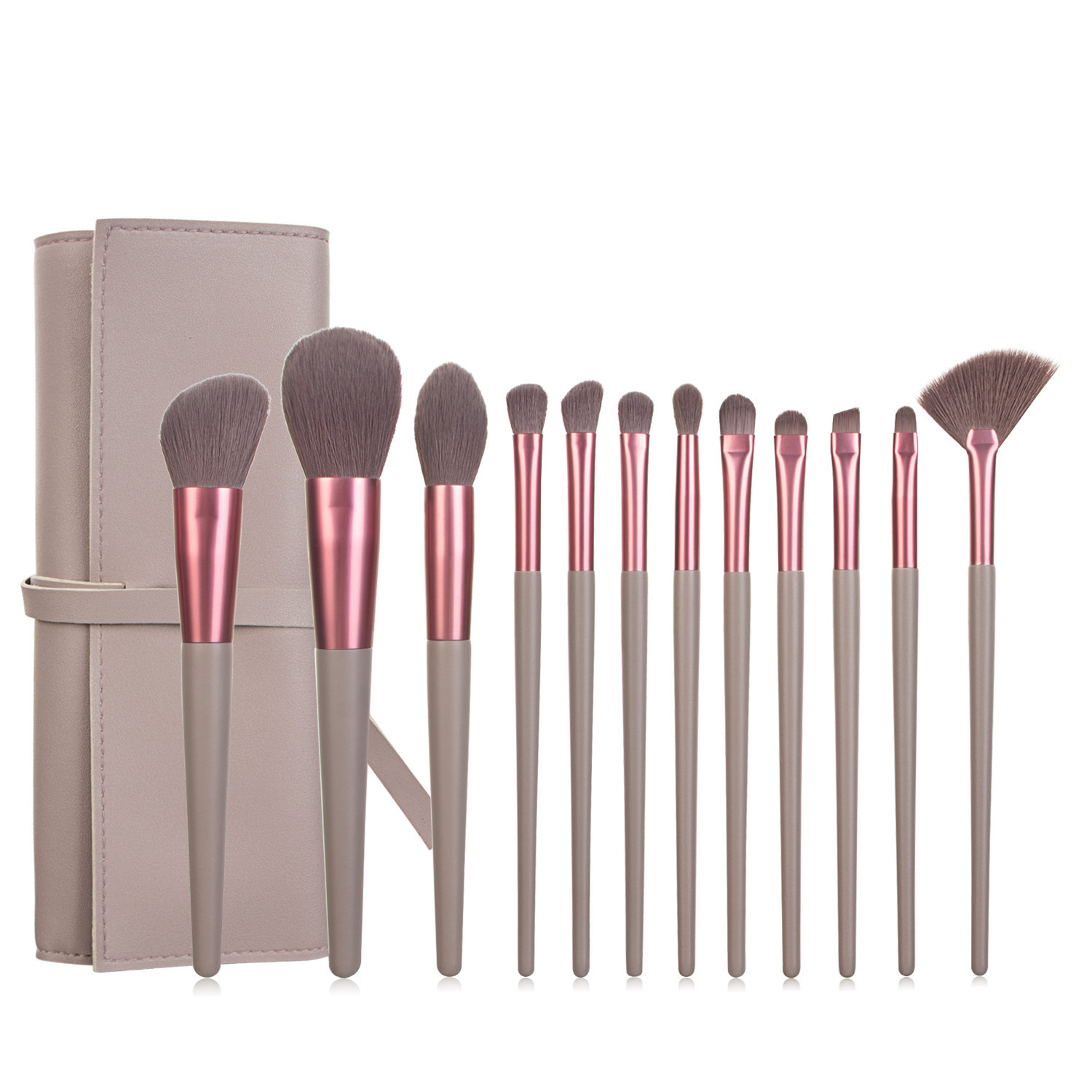 12-piece Makeup Brush Set With 4 Colors And A Makeup Bag