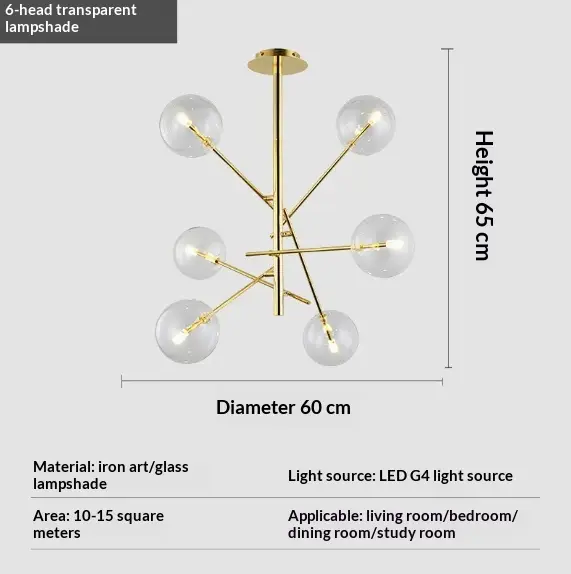 Multi-head Glass Chandelier For The Lobby Or Living Room