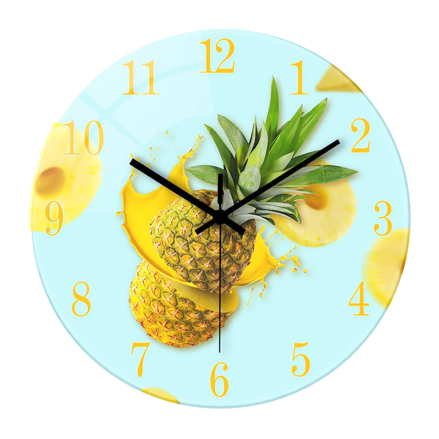Round Glass Wall Clock, Silent Movement, picture 10 of 11