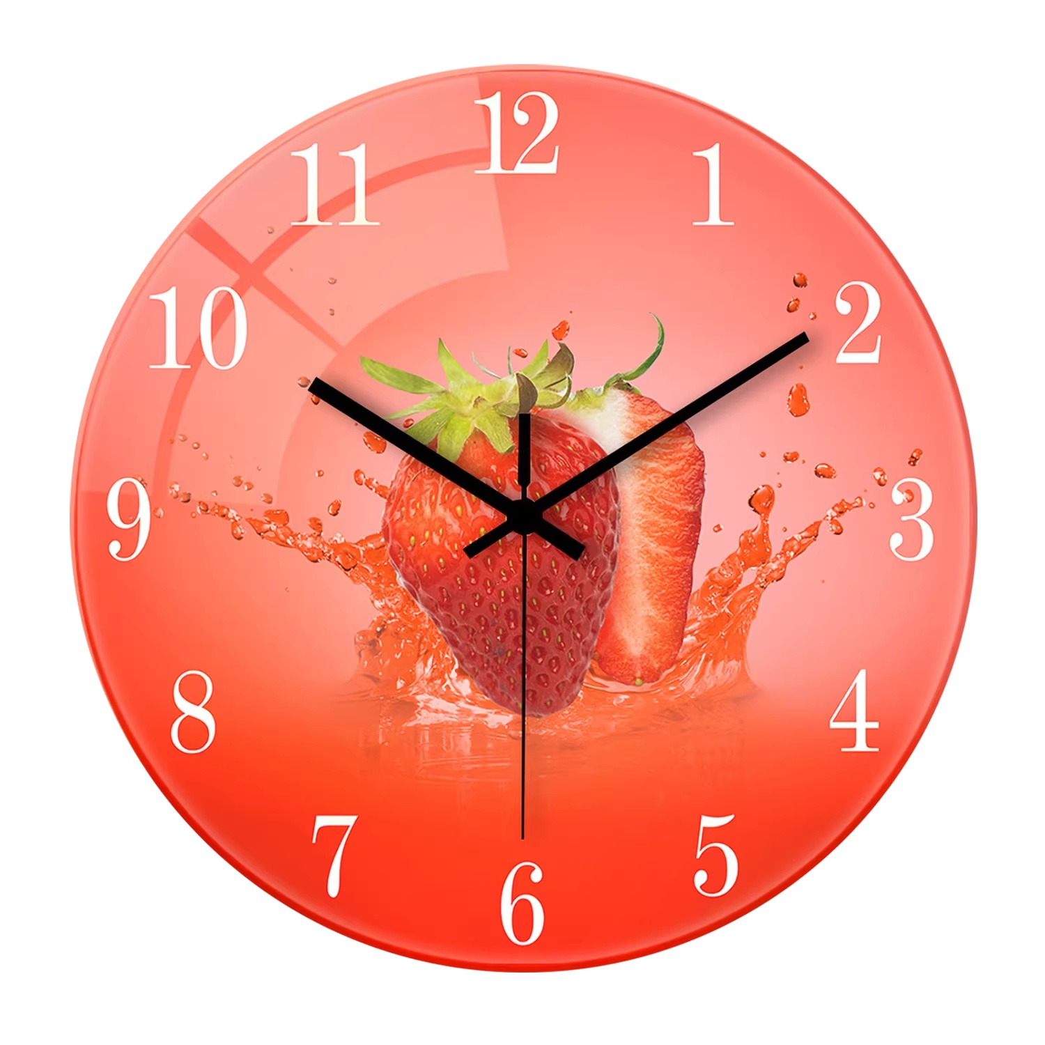 Round Glass Wall Clock, Silent Movement