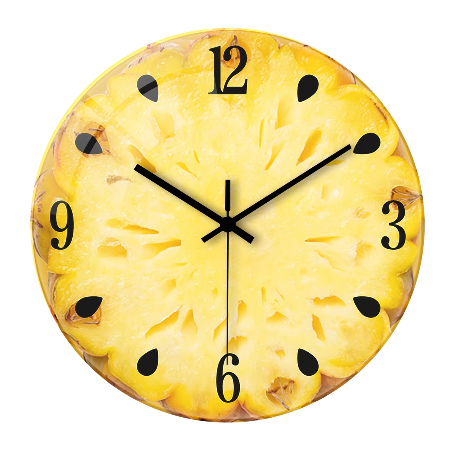 Round Glass Wall Clock, Silent Movement, picture 7 of 11