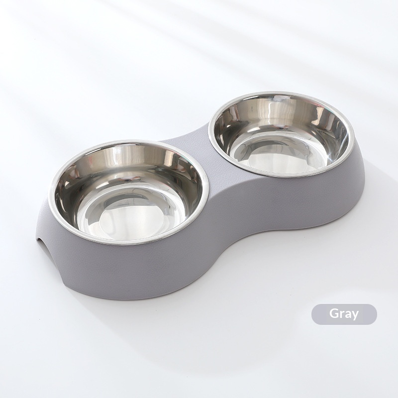 Pet Stainless Steel Double Bowl Dog Feeder In Macaron Colors