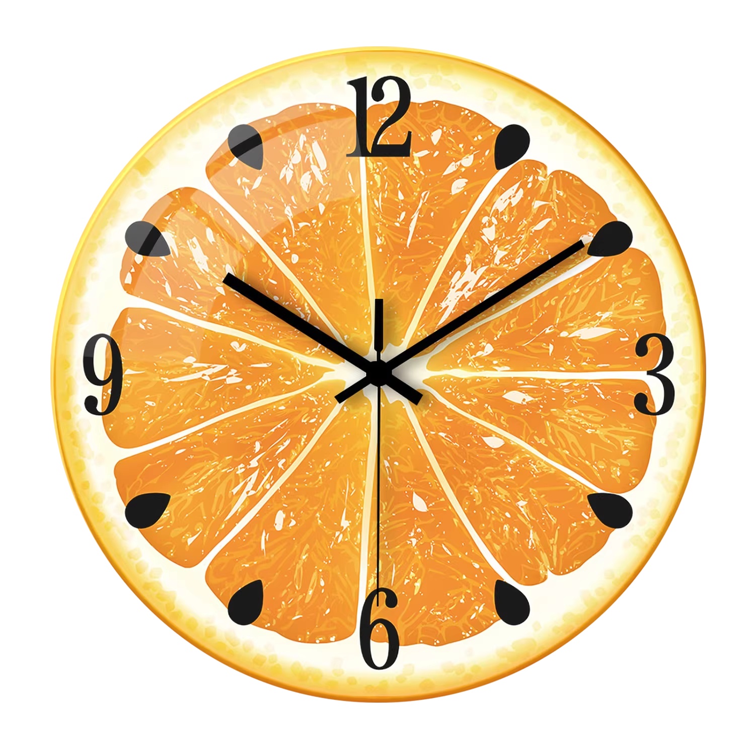 Round Glass Wall Clock, Silent Movement, picture 2 of 11
