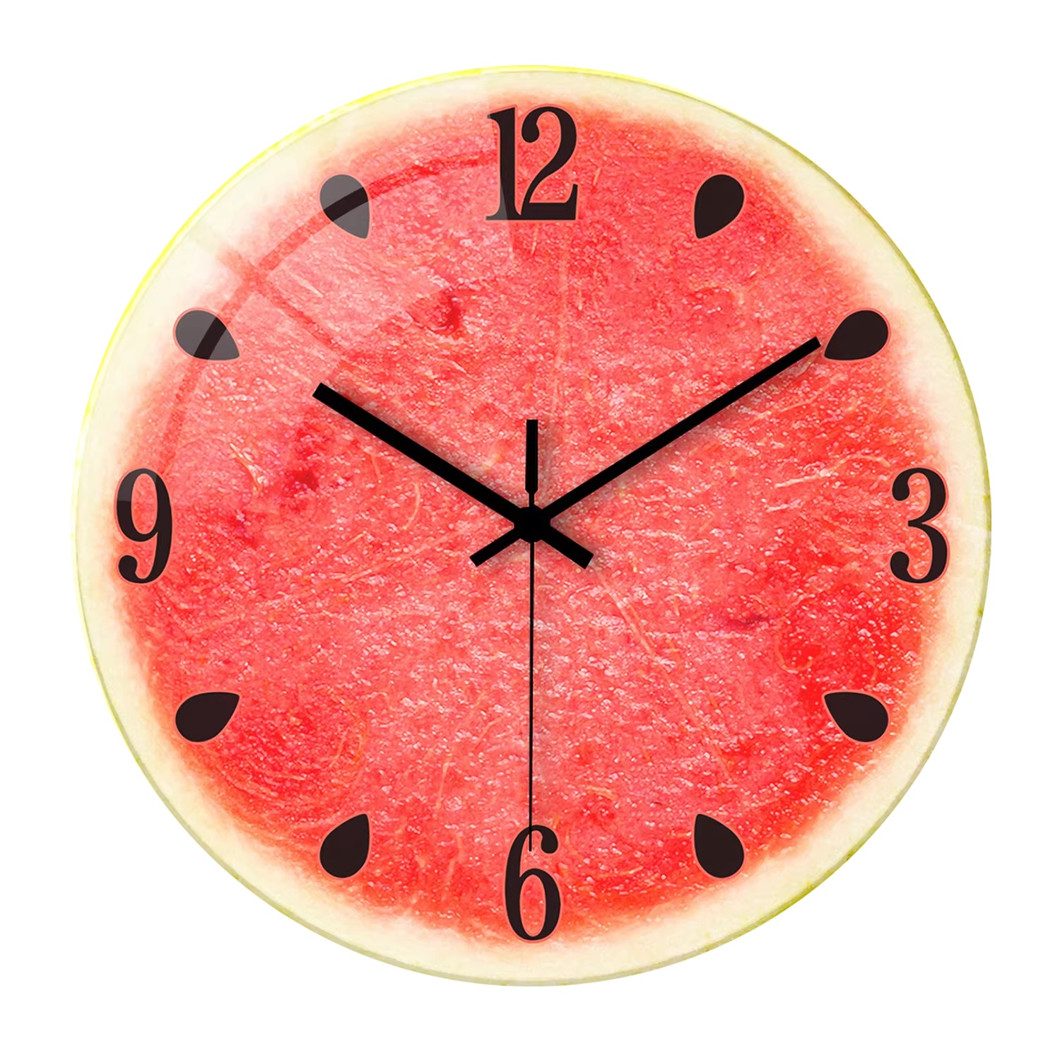 Round Glass Wall Clock, Silent Movement, picture 3 of 11