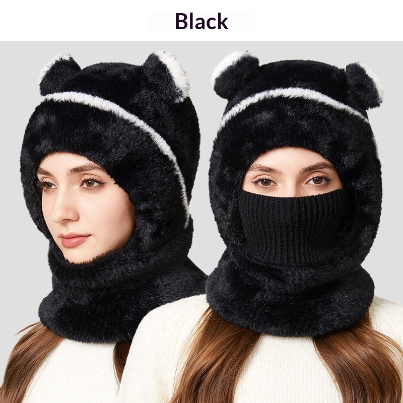 Parent-Child Thermal Hooded Beanie Hat - Capybara-Themed Knitted All-in-One Hat with Built-in Scarf and Face Mask for Autumn Winter