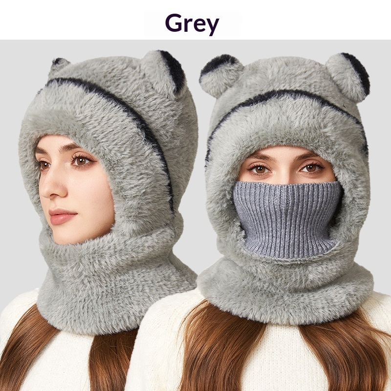Parent-Child Thermal Hooded Beanie Hat - Capybara-Themed Knitted All-in-One Hat with Built-in Scarf and Face Mask for Autumn Winter