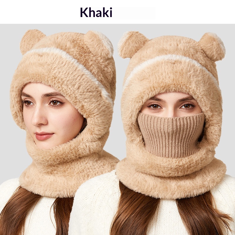 Parent-Child Thermal Hooded Beanie Hat - Capybara-Themed Knitted All-in-One Hat with Built-in Scarf and Face Mask for Autumn Winter