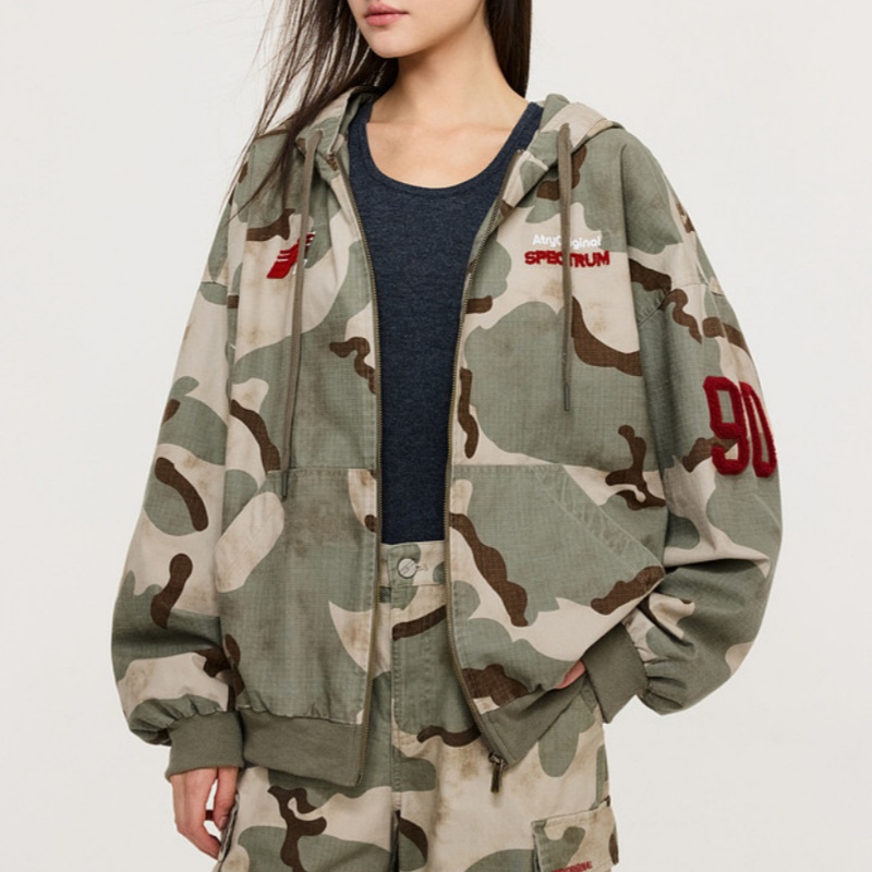 American-style Camouflage Jacket For Spring And Fall Vintage And Casual