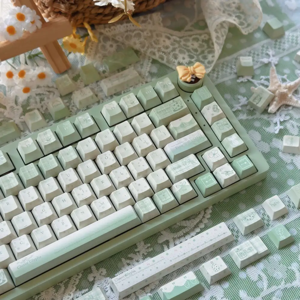 Mossy Patina Riddle Keycaps New Sublimated Cute and Personalized