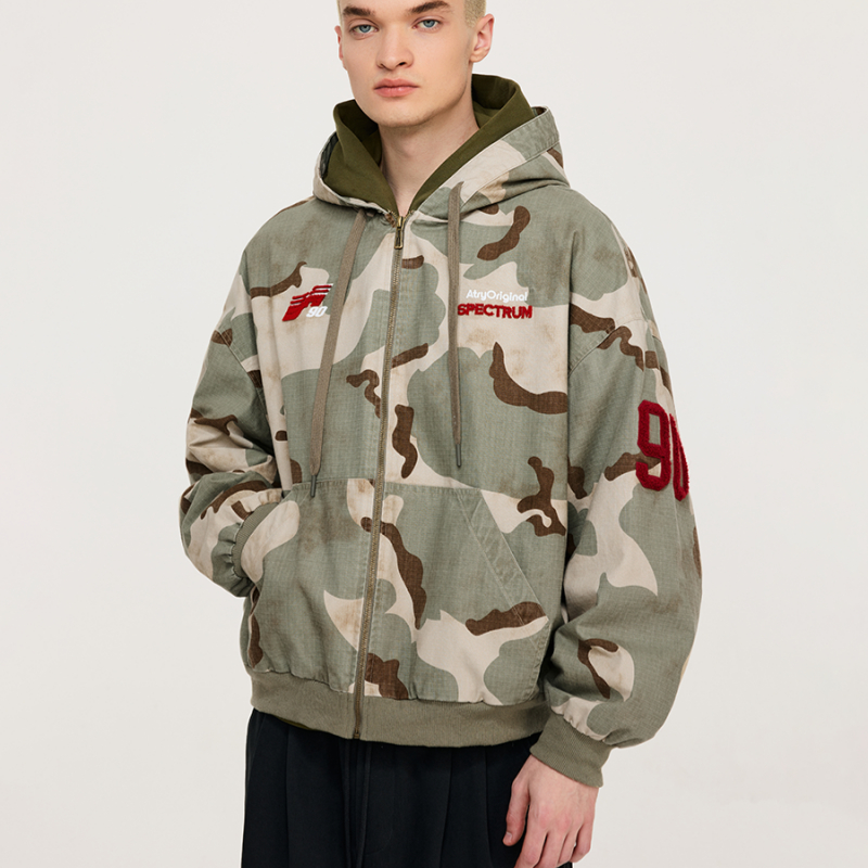 American-style Camouflage Jacket For Spring And Fall Vintage And Casual