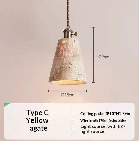 Modern Cream Style Yellow Cave Stone Chandelier