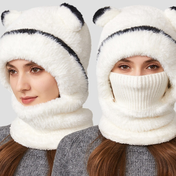 Parent-Child Thermal Hooded Beanie Hat - Capybara-Themed Knitted All-in-One Hat with Built-in Scarf and Face Mask for Autumn Winter