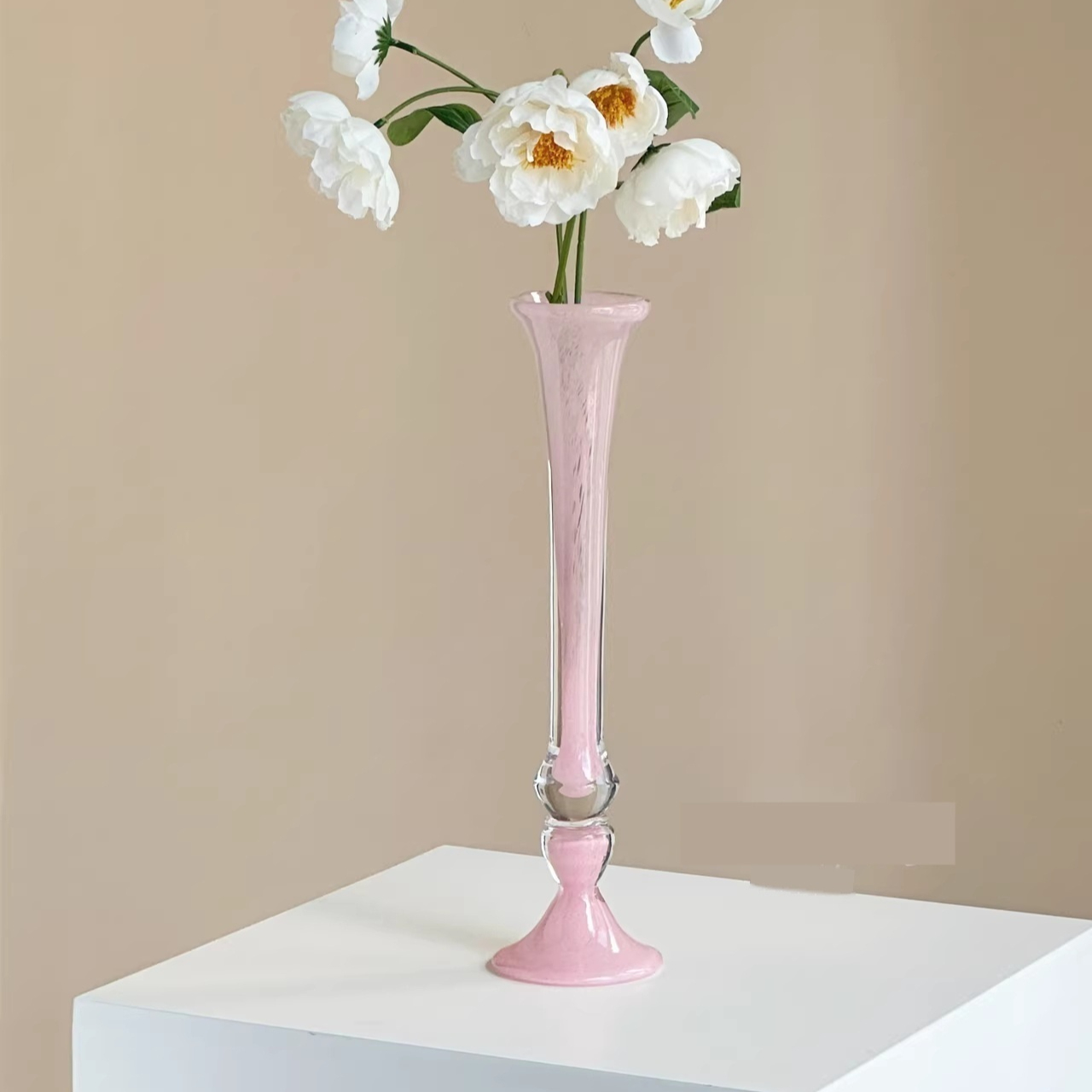 Pink Glass Pedestal Vase, picture 3 of 4