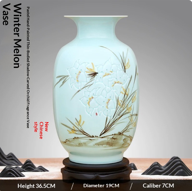 New Chinese-style Hand-painted Vase Craft For Living Room Decor