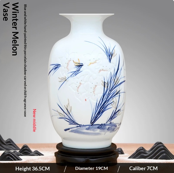 New Chinese-style Hand-painted Vase Craft For Living Room Decor