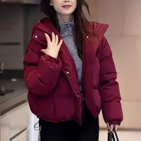 Winter Korean-style Cropped Hooded Cotton Jacket