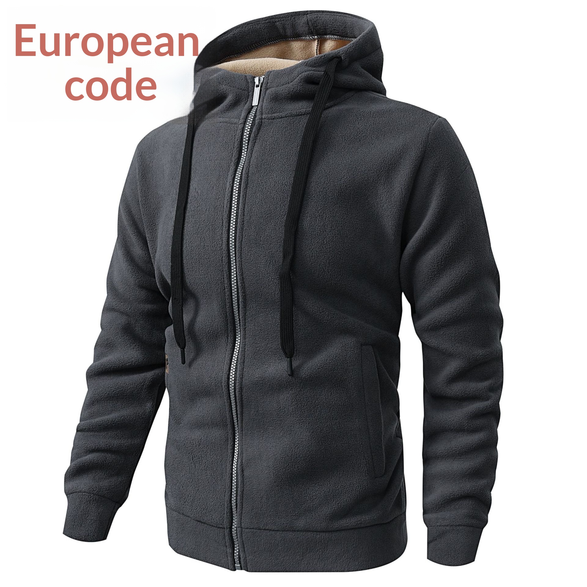 Mens Fleece-Lined Jacket With Hooded Sweatshirt From Europe And The US