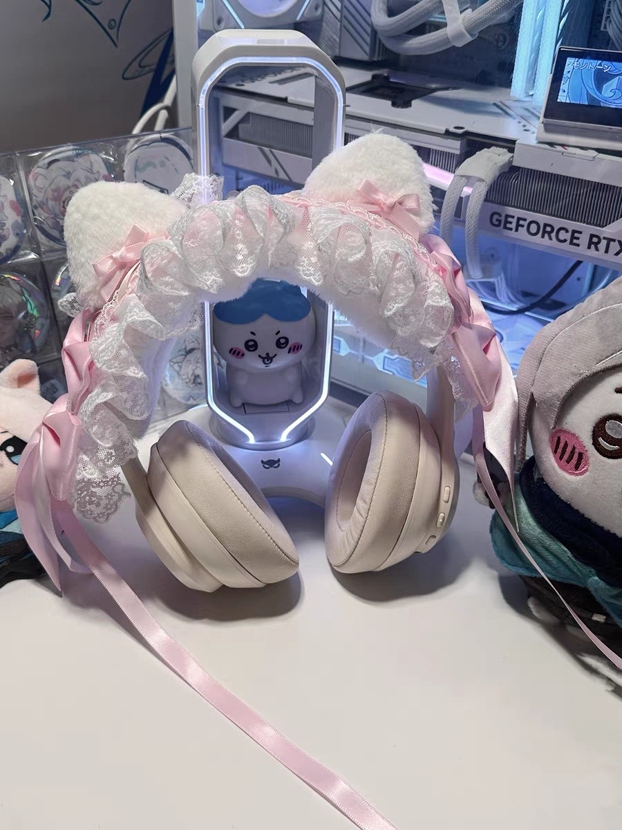 Cat Ear Headband Plush Headphone Cover