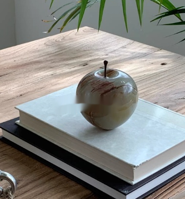 Stylish Natural Marble And Jade Apple Ornament