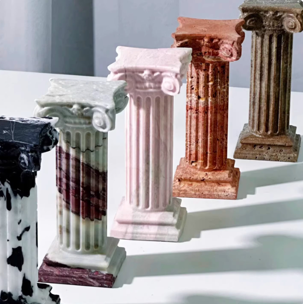 Roman Column Ornaments Made From Natural Marbledecorative Castle Pieces For Home Decor