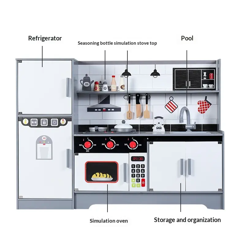 Simulation Light And Sound Kitchenware Playset For Kids Pretend Cooking Game
